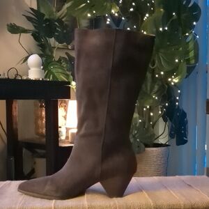 Lucky Brand Coffee Oiled Suede Heeled Boots